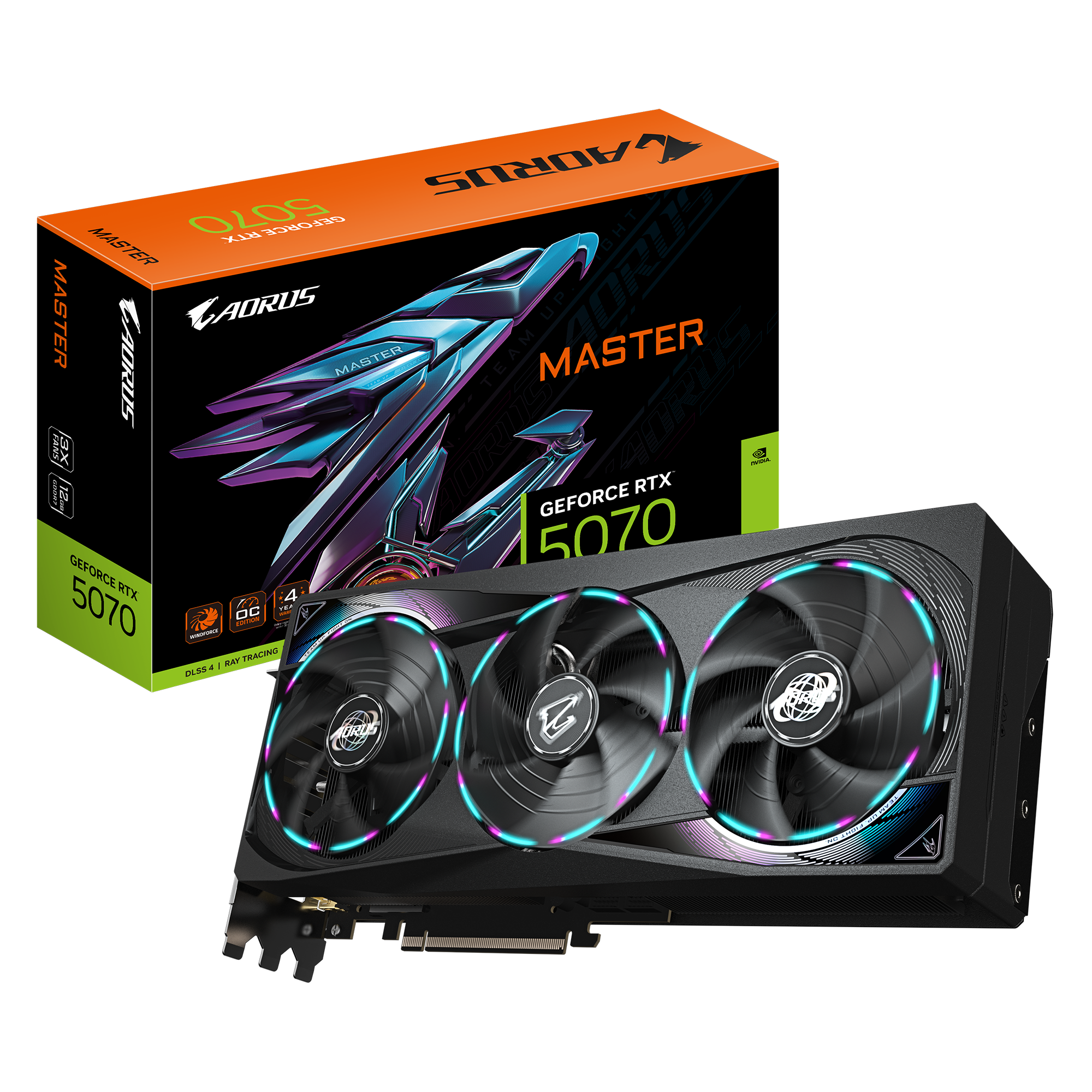 Vaizdo plokštė GIGABYTE GeForce RTX 5070 12 GB, GDDR7, GV-N5070AORUS M-12GD