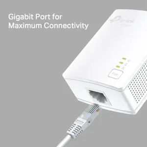 TP-Link AV1000 Gigabit Powerline Starter Kit, 1000 Mbps, IEEE 802.3, IEEE 802.3ab, IEEE 802.3u, F tipo, OFDM, 128 bitų AES, 300 m