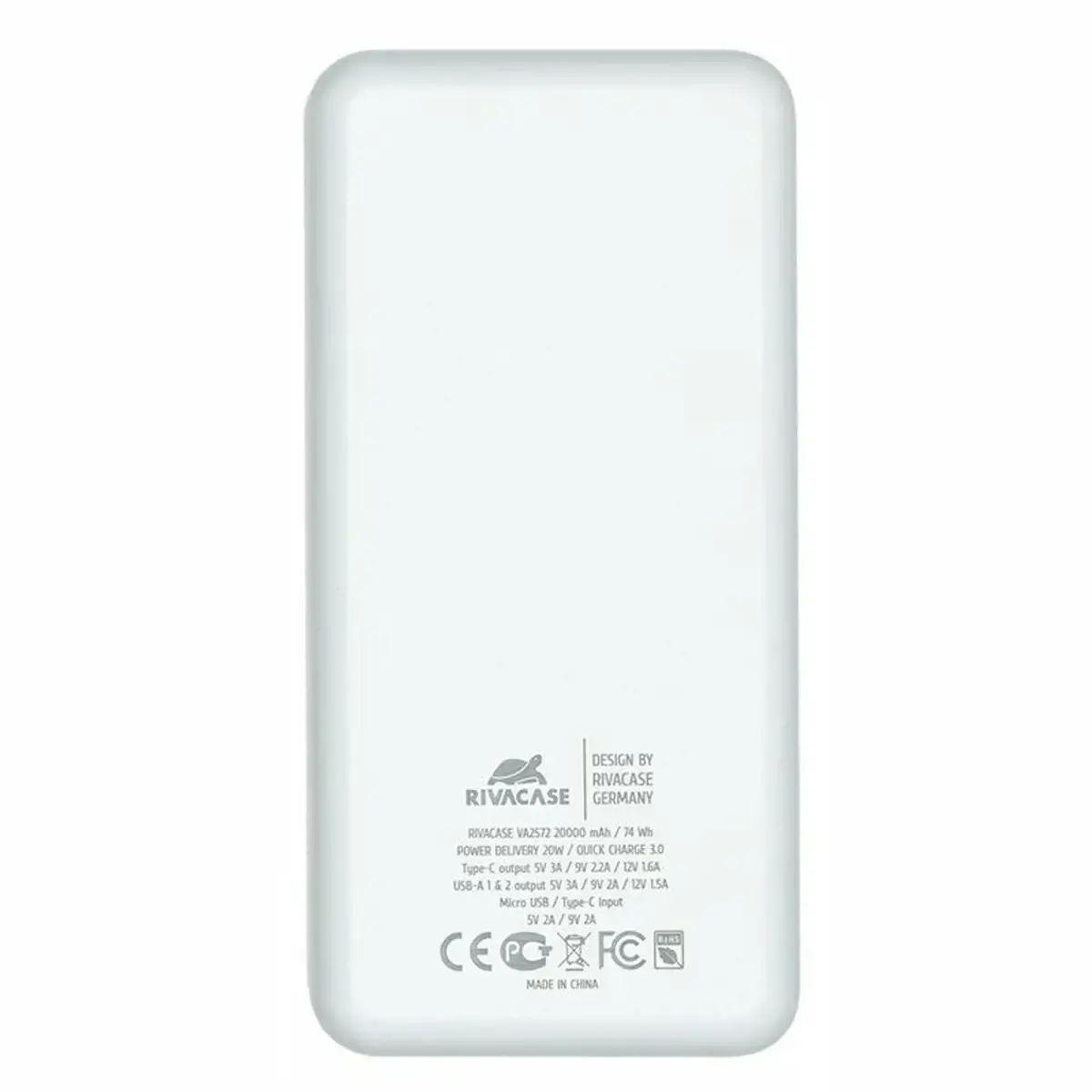 MAITINIMO BANKAS USB 20000MAH/VA2572 WHITE RIVACASE