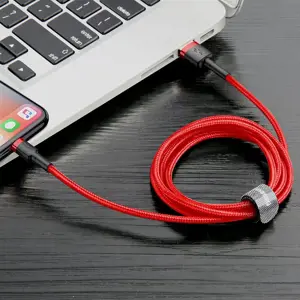 "Baseus Cafule Cable" patvarus nailono kabelis USB / "Lightning" QC3.0 2.4A 0.5M raudonas (raudonas)