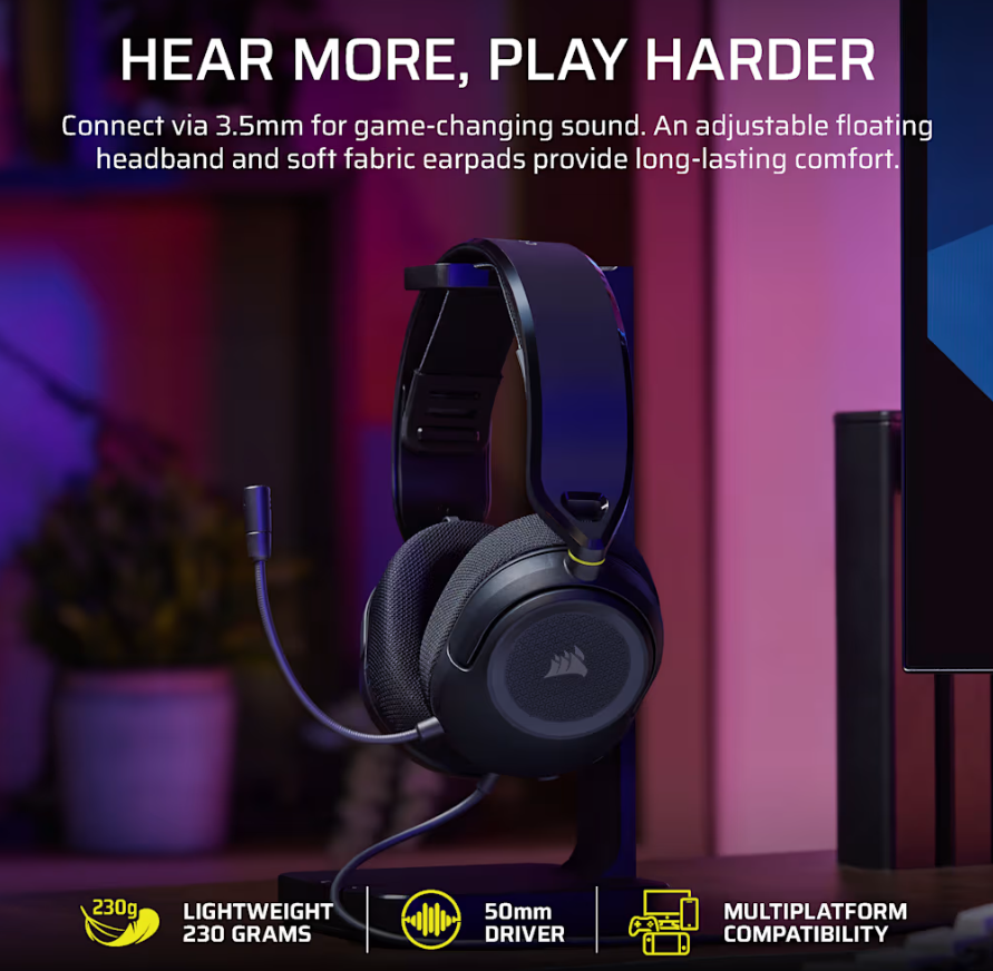 Corsair Gaming Headset | HS35 v3 | Wired | Microphone | Carbon