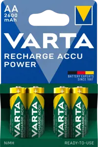 Varta RECHARGE ACCU Power AA, Įkraunama baterija, AA, nikelio-metalo hidrido (NiMH), 1,2 V, 4 vnt., 2600 mAh