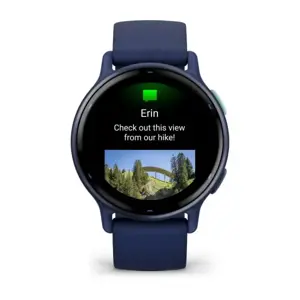 Garmin vivoactive 5 Mėlynos metalo spalvos aliuminio apvadas su mėlynu korpusu ir silikoniniu dirželiu