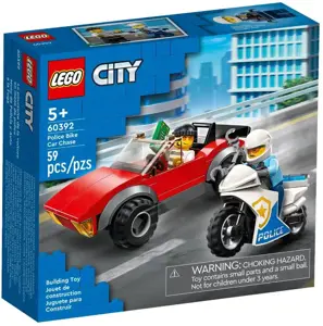 LEGO CITY 60392 POLICIJOS DVIRATĮ PERSEKIOJANTIS AUTOMOBILIS