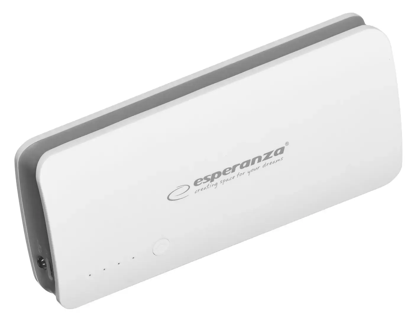 "PowerBank Esperanza Radium EMP106WE" (8000 mAh; microUSB, USB 2.0; baltos spalvos)