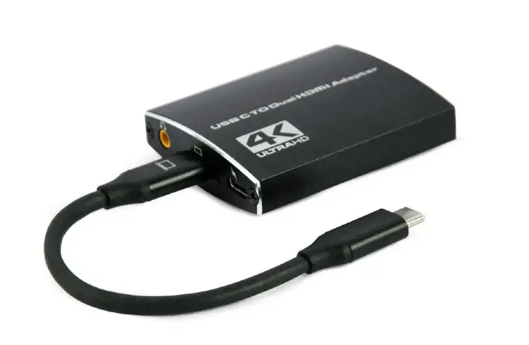 GEMBIRD USB-C ir dvigubo HDMI adapteris 4K 60Hz, juodas