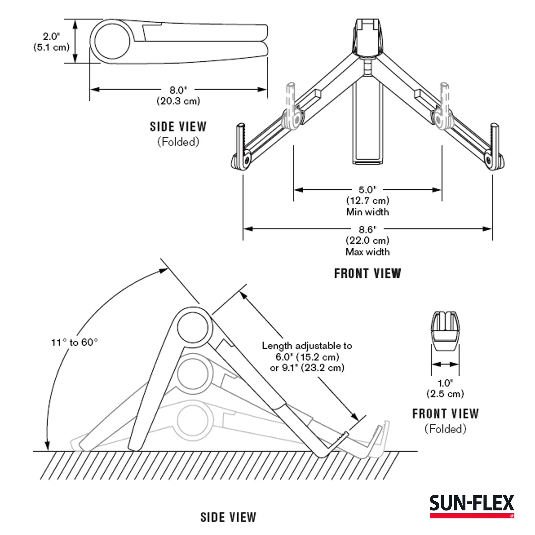 Nešiojamojo kompiuterio stovas SUN-FLEX®GRAVITY STAND, metalinis, juodos/sidabrinės spalvos