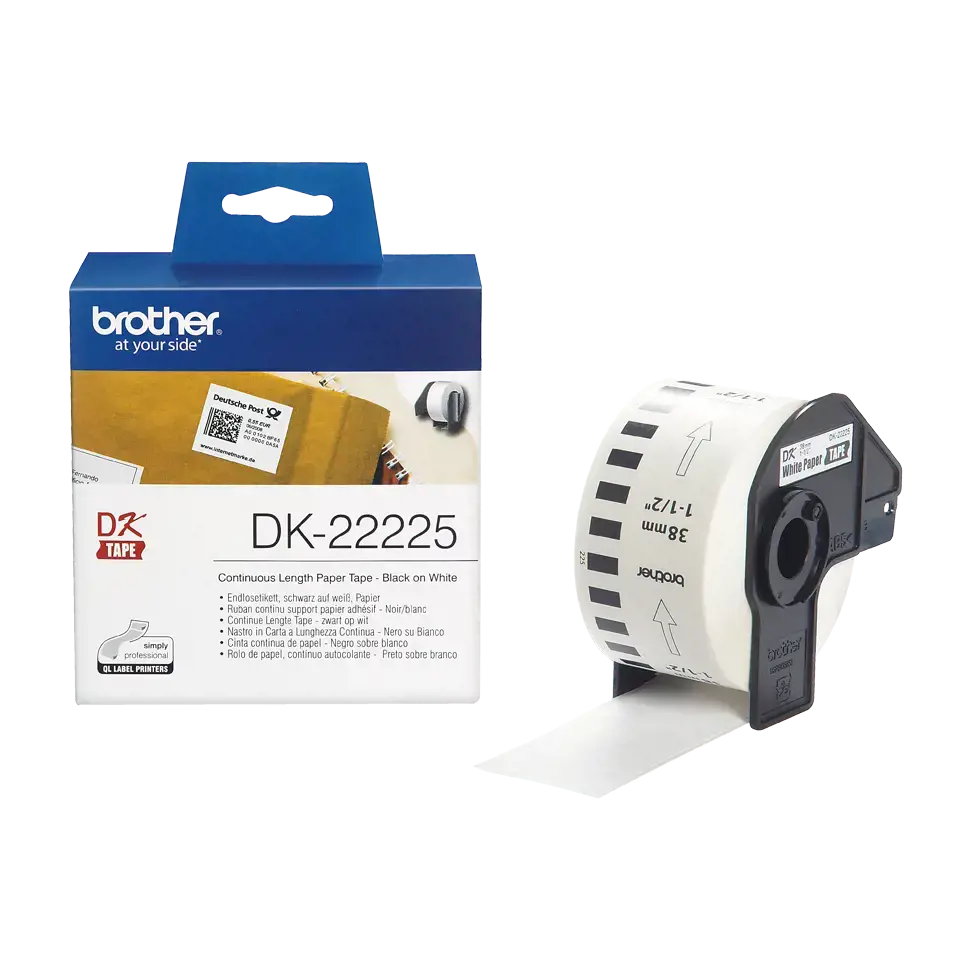 Brother Continuous Paper Tape, Black on white, DK, White, Direct thermal, Brother, Brother QL1050, QL1060N, QL500, QL500A, QL550, QL560, QL560VP, QL570, QL580N, QL650TD, QL700,...