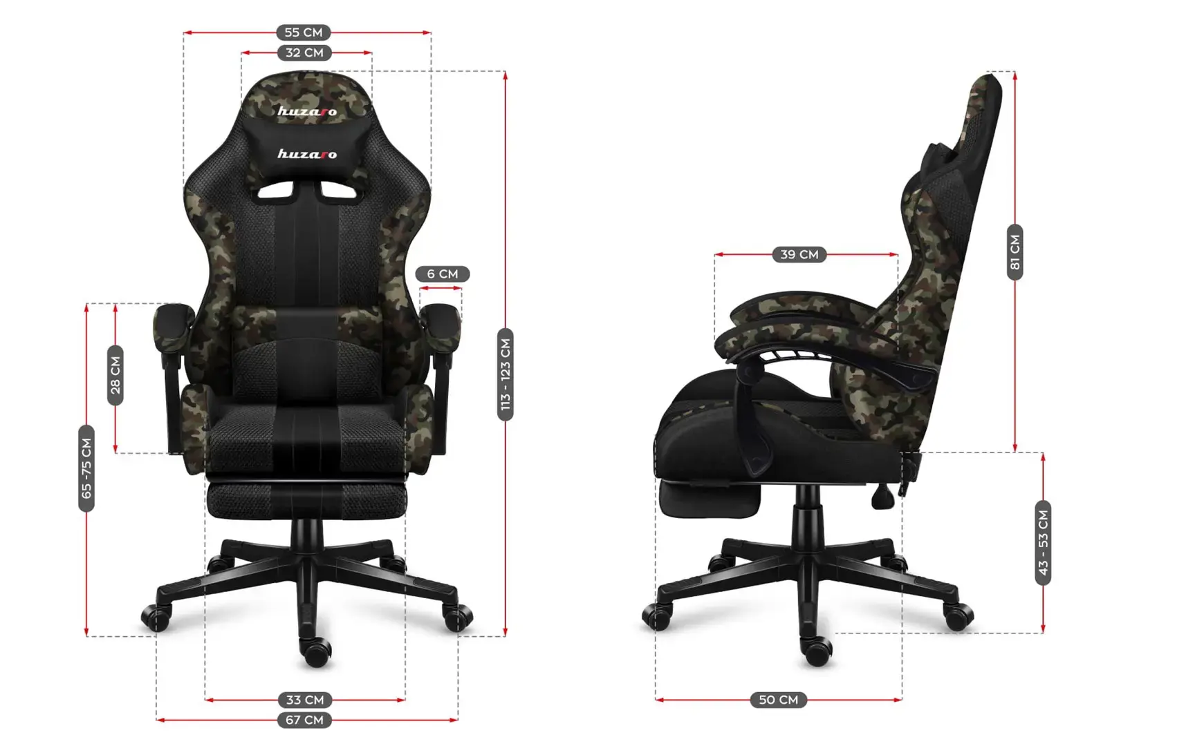 "HUZARO FORCE 4.7 CAMO" TINKLINĖ ŽAIDIMŲ KĖDĖ