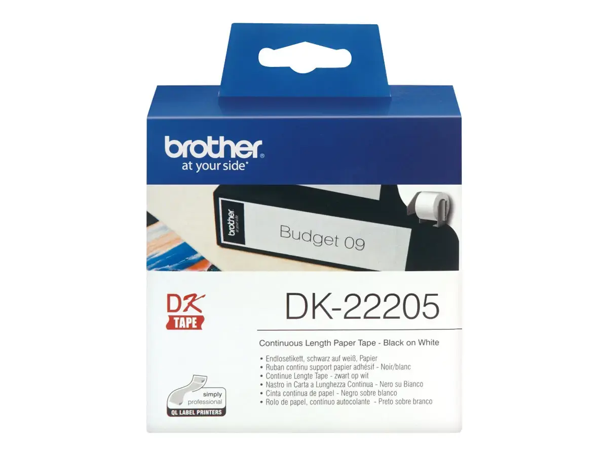 BROTHER DK22205 Endlosetiketten popierius weiss, skirtas QL550 QL500 62mm x 30.48
