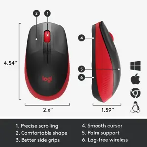 LOGITECH M190 Viso dydžio belaidė pelė - RED - EMEA