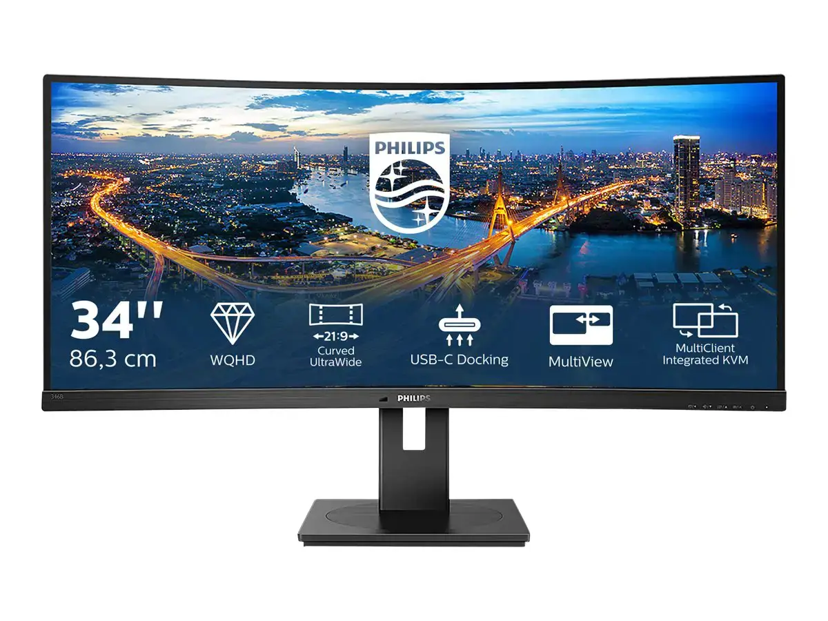 Monitorius Philips B Line 346B1C/00, 86.4 cm (34"), 3440 x 1440 pixels, Quad HD, LCD, 4 ms, Black
