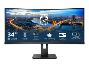 Monitorius Philips B Line 346B1C/00, 86.4 cm (34"), 3440 x 1440 pixels, Quad HD, LCD, 4 ms, Black