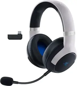 "Razer" žaidimų ausinės "Playstation 5 Kaira Pro" su įmontuotu mikrofonu, juodos/baltos spalvos, belaidės