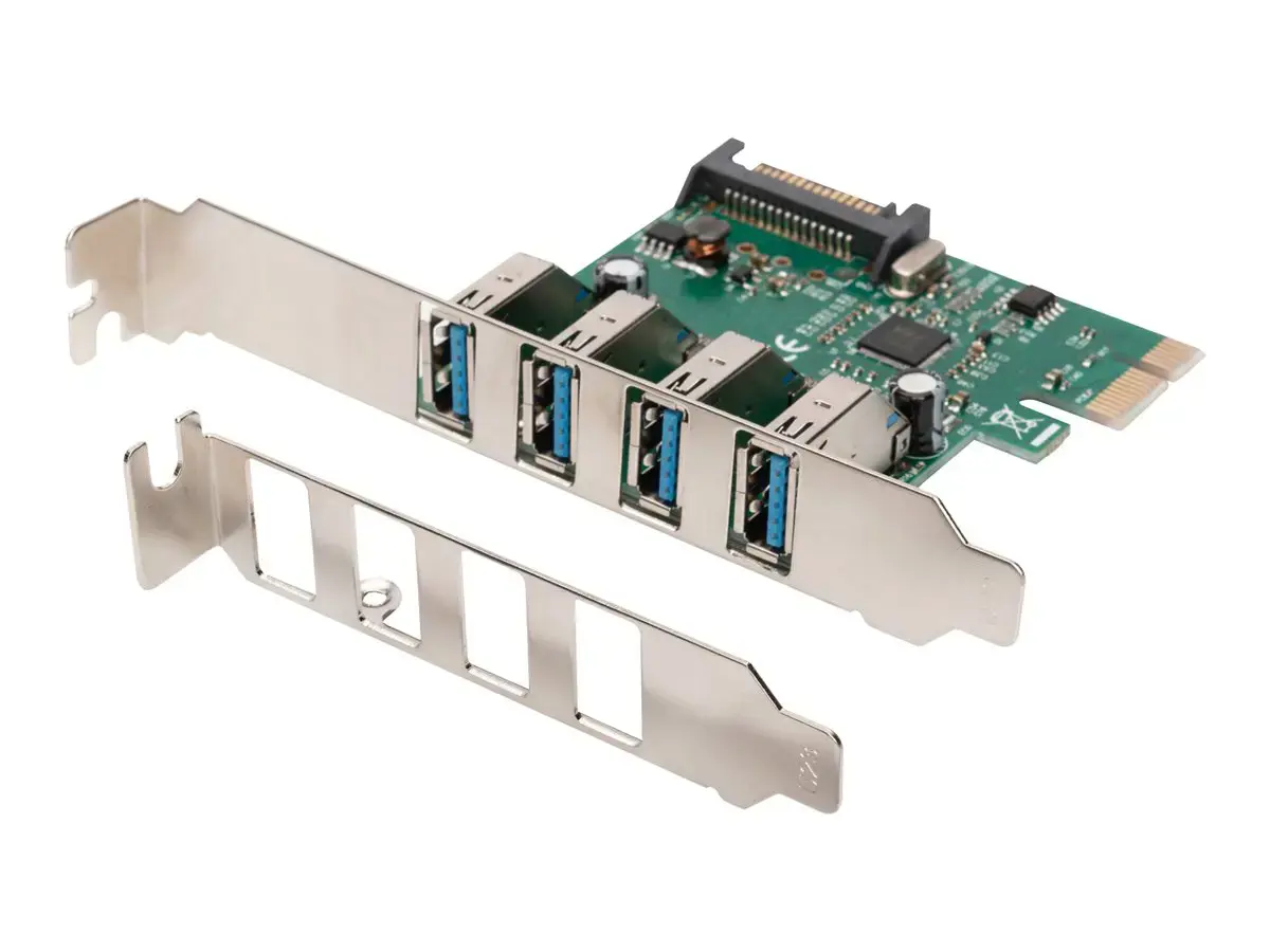DIGITUS USB 3.0 4 prievadų PCI Express papildoma plokštė 4 prievadai A / F Išorinis VL805 mikroschemų rinkinys