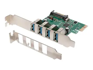 DIGITUS USB 3.0 4 prievadų PCI Express papildoma plokštė 4 prievadai A / F Išorinis VL805 mikroschemų rinkinys