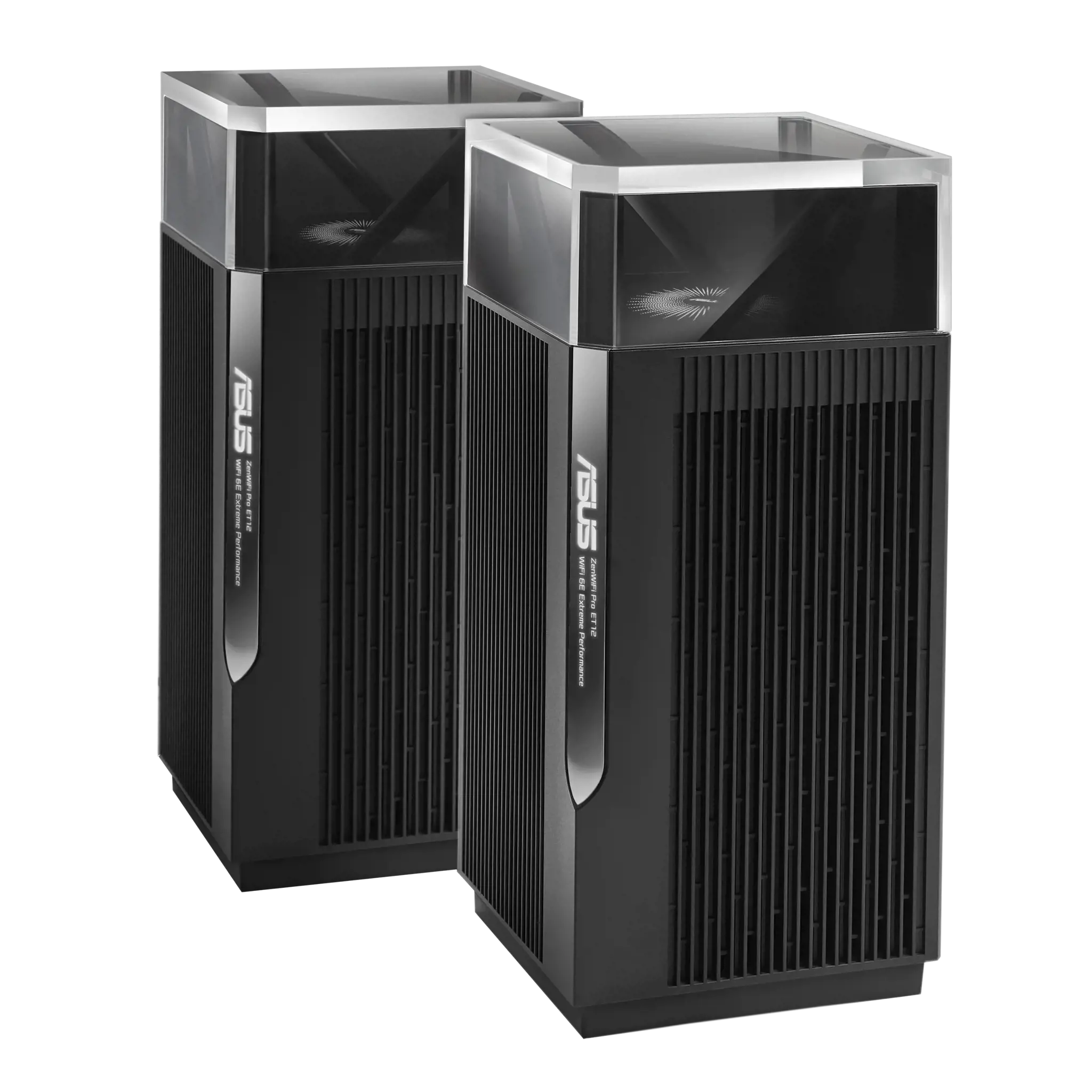 ASUS ZenWiFi Pro ET12, juodas, vidinis, maitinimo, būsenos, trijų dažnių (2,4 GHz / 5 GHz / 6 GHz), "Wi-Fi 6E" (802.11ax), 802.11a, 802.11b, 802.11g, "Wi-Fi 4" (802.11n), "Wi-Fi 5" (802.11ac), "Wi-Fi 6" (802.11ax), "Wi-Fi 6E...