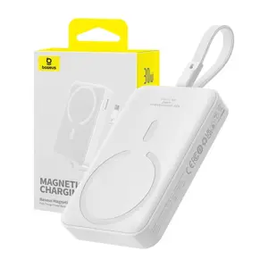 "Powerbank Baseus Magnetic Mini" 10000mAh, USB-C 30W MagSafe (balta)