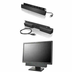 "Lenovo" USB garso juosta, 2.0 kanalai, 2,5 W, 70 dB, juoda, kompiuteris, laidinė