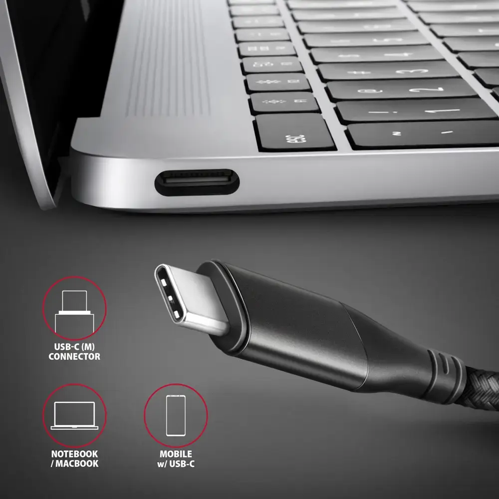 AXAGON RVC-HI2MC USB-C -> HDMI 2.0 adapteris 4K/60Hz Aliuminis, 1,8 m ilgio kabelis