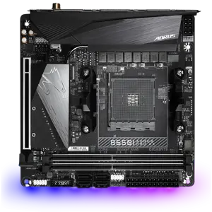 Gigabyte B550I AORUS PRO AX, AMD, "Socket AM4", 3 kartos "AMD Ryzen™ 3", 3 kartos "AMD Ryzen 5", 3 kartos "AMD Ryzen™ 7", 3 kartos..., DDR4-SDRAM, 64 GB, DIMM