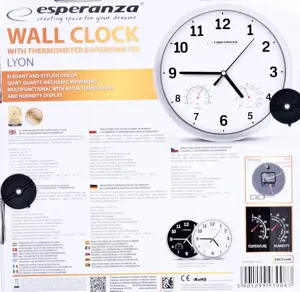 ESPERANZA EHC016K WALL CLOCK LYON  BLACK