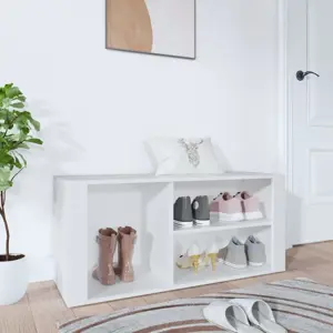 Spintelė batams, baltos spalvos, 100x35x45cm, apdirbta mediena