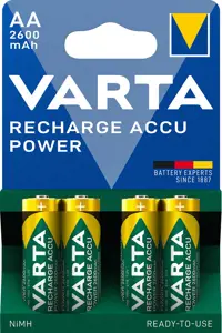 Varta RECHARGE ACCU Power AA, Rechargeable battery, AA, Nickel-Metal Hydride (NiMH), 1.2 V, 4 pc(s)…
