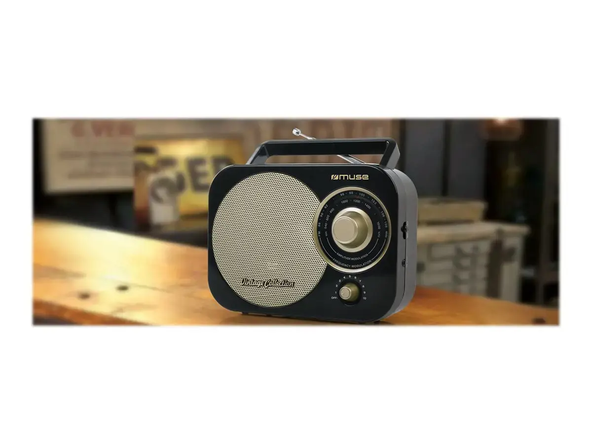 "Muse" Nešiojamasis radijo imtuvas M-055RB Juodas/auksinis, AUX įvestis
