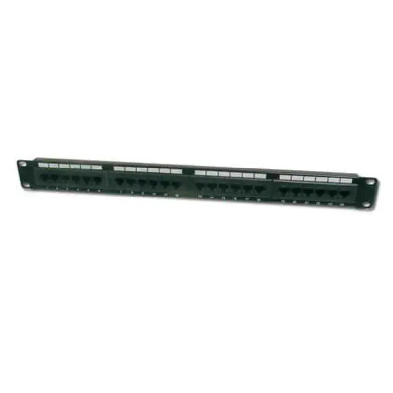 DIGITUS Patch Panel 19inch 24Port Cat6 neekranuotas juodos spalvos RAL 9005 kabeliai montavimas apie LSA be LSA dangtelio