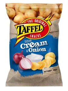 TAFFEL S.CREAM & ONION Traškučiai, 130 g