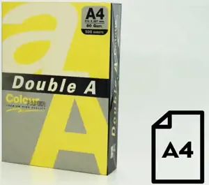 Spalvotas popierius Double A, 80 g, A4, 500 lapų, citrininis