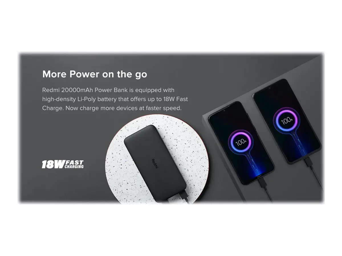 XIAOMI 20000mAh Redmi 18W greitojo įkrovimo maitinimo bankas Black BAL