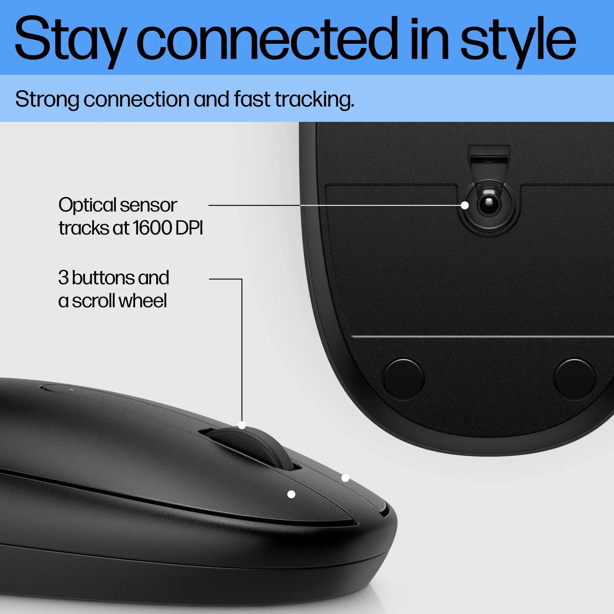 HP 245 Bluetooth Mouse, 107 mm, 60.5 mm, 29.3 mm, 54.2 g, 129 mm, 78 mm