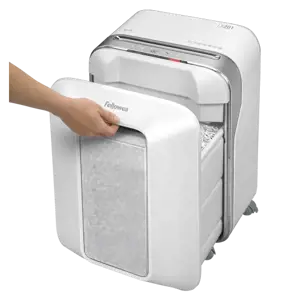 "Fellowes Powershred LX201 Micro-Cut Shredder", baltas, smulkinimas mikroautomačiu, 23 cm, 2 x 12 mm, 22 l, Touch, 4 ratukai