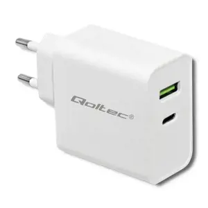 QOLTEC 51718 Įkroviklis 42W 5-20V 2,4-3A C tipo USB PD USB baltos spalvos
