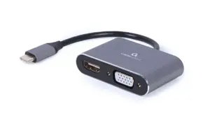 GEMBIRD A-USB3C-HDMIVGA-01 USB Type-C į HDMI + VGA ekrano adapteris erdviai pilkas
