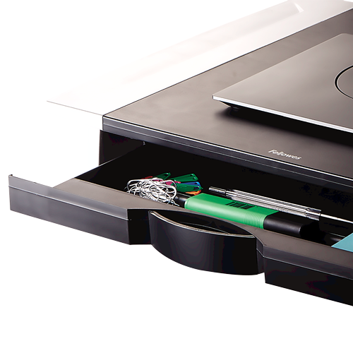 "Fellowes Office Suites Standard Monitor Riser", laisvai pastatomas, 36 kg, 71,1 cm (28"), reguliuojamas aukštis, juodas, sidabrinis