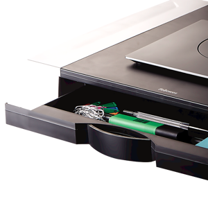 "Fellowes Office Suites Standard Monitor Riser", laisvai pastatomas, 36 kg, 71,1 cm (28"), reguliuojamas aukštis, juodas, sidabrinis