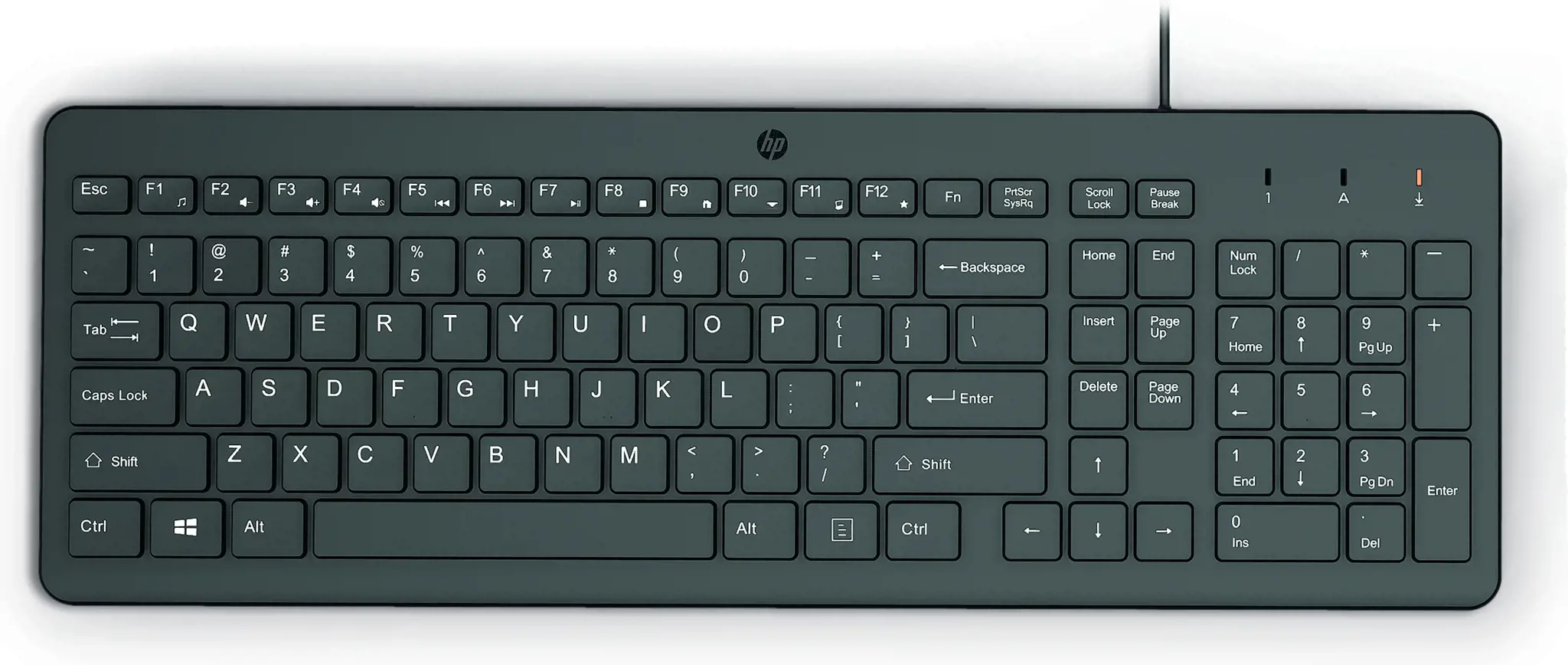 HP 150 laidinė klaviatūra, pilno dydžio (100 %), USB, mechaninė, QWERTY, juoda