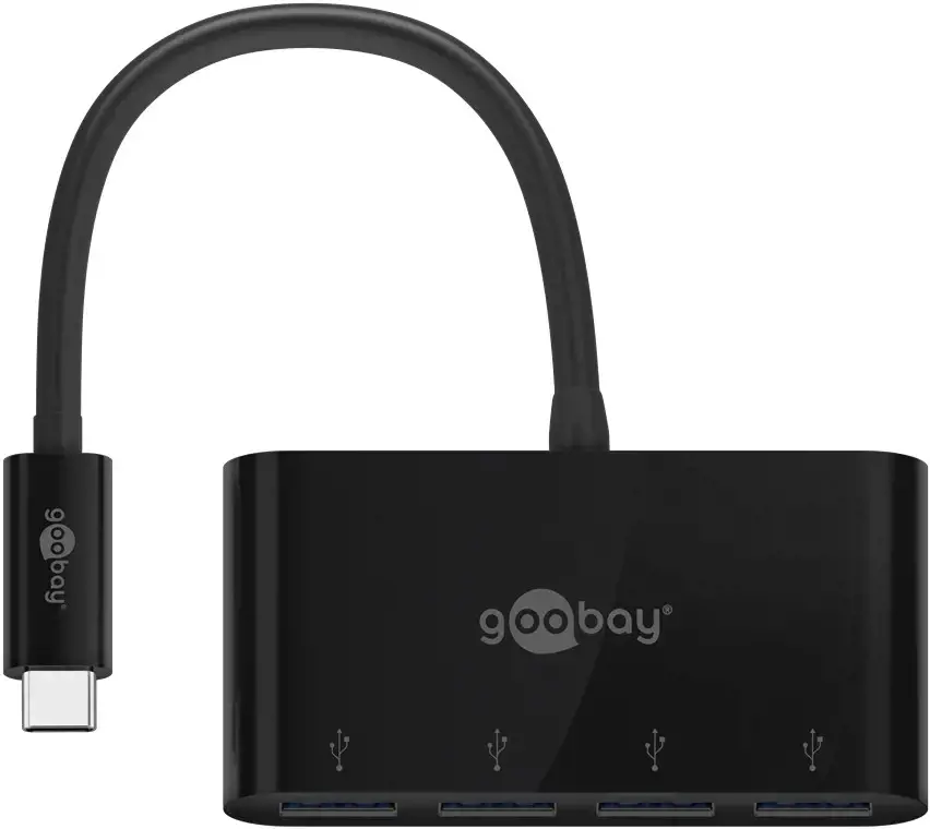 "Goobay" 4 prievadų USB-C daugiaportis adapteris 61073 Juodas, USB-A, C tipo