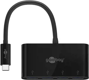 "Goobay" 4 prievadų USB-C daugiaportis adapteris 61073 Juodas, USB-A, C tipo