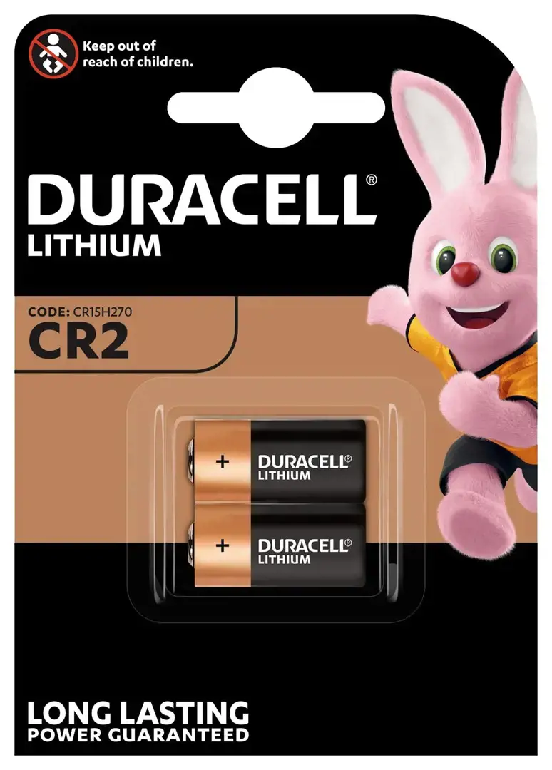 Duracell CR2, Vienkartinė baterija, CR2, ličio, 3 V, 2 vnt., cilindro formos