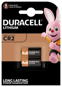Duracell CR2, Vienkartinė baterija, CR2, ličio, 3 V, 2 vnt., cilindro formos