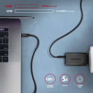 Axagon Duomenų ir įkrovimo USB 3.2 Gen 2 kabelio ilgis 2 m. PD 100 W, 5 A, 4K HD vaizdo įrašas. Juodos spalvos pintas.