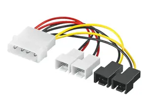 "Goobay" 93632 Maitinimo kabelis / adapteris kompiuterio ventiliatoriams; 5,25 colio išorinis adapteris ventiliatoriui 2x 12 V/2x 5 V, 0,15 m