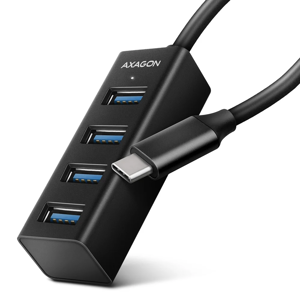 AXAGON HUE-M1C 4x USB3.2 Gen 1 MINI šakotuvas, metalinis, 20 cm USB-C kabelis