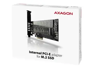 AXAGON PCEM2-D PCI-E 3.0 4x - DUAL M.2 SSD (NVMe + SATA), dviguba įtampa, iki 110 mm SSD