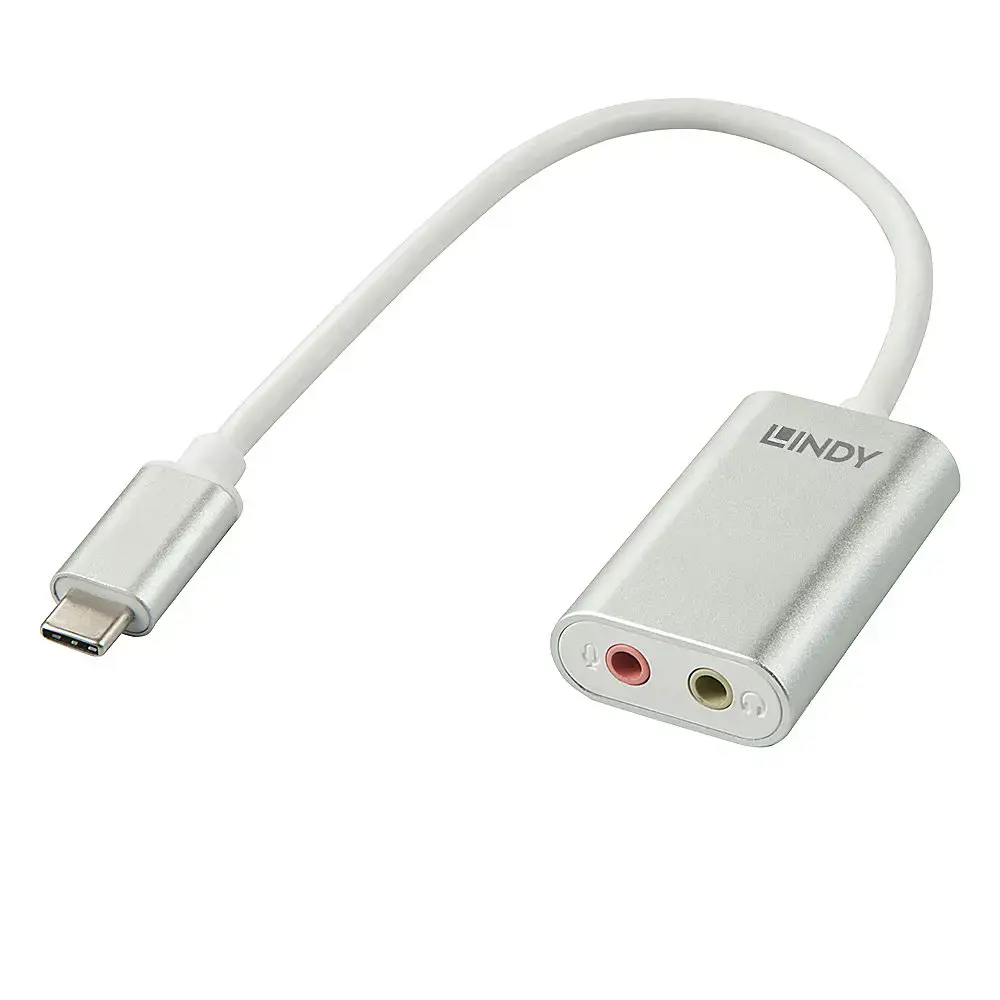 "Lindy" C tipo USB garso adapteris, baltas, USB C, 3,5 mm, vyriškas, moteriškas