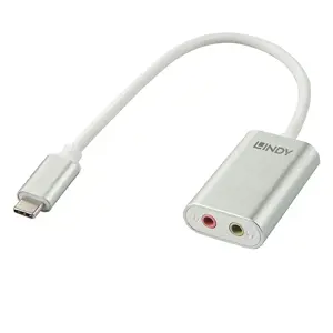 "Lindy" C tipo USB garso adapteris, baltas, USB C, 3,5 mm, vyriškas, moteriškas